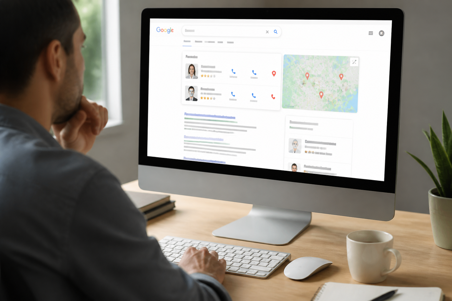 Google Local Services: Benefícios para Pequenas Empresas 1 Google Local Services — tela de computador com resultados de busca