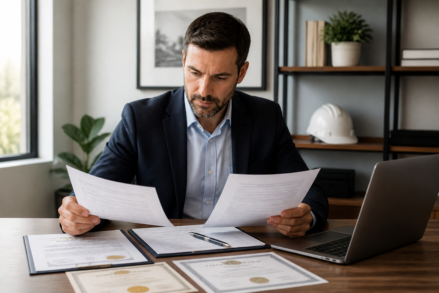 Google Local Services: Benefícios para Pequenas Empresas 2 Pequenas empresas — empresário analisando documentos de certificação