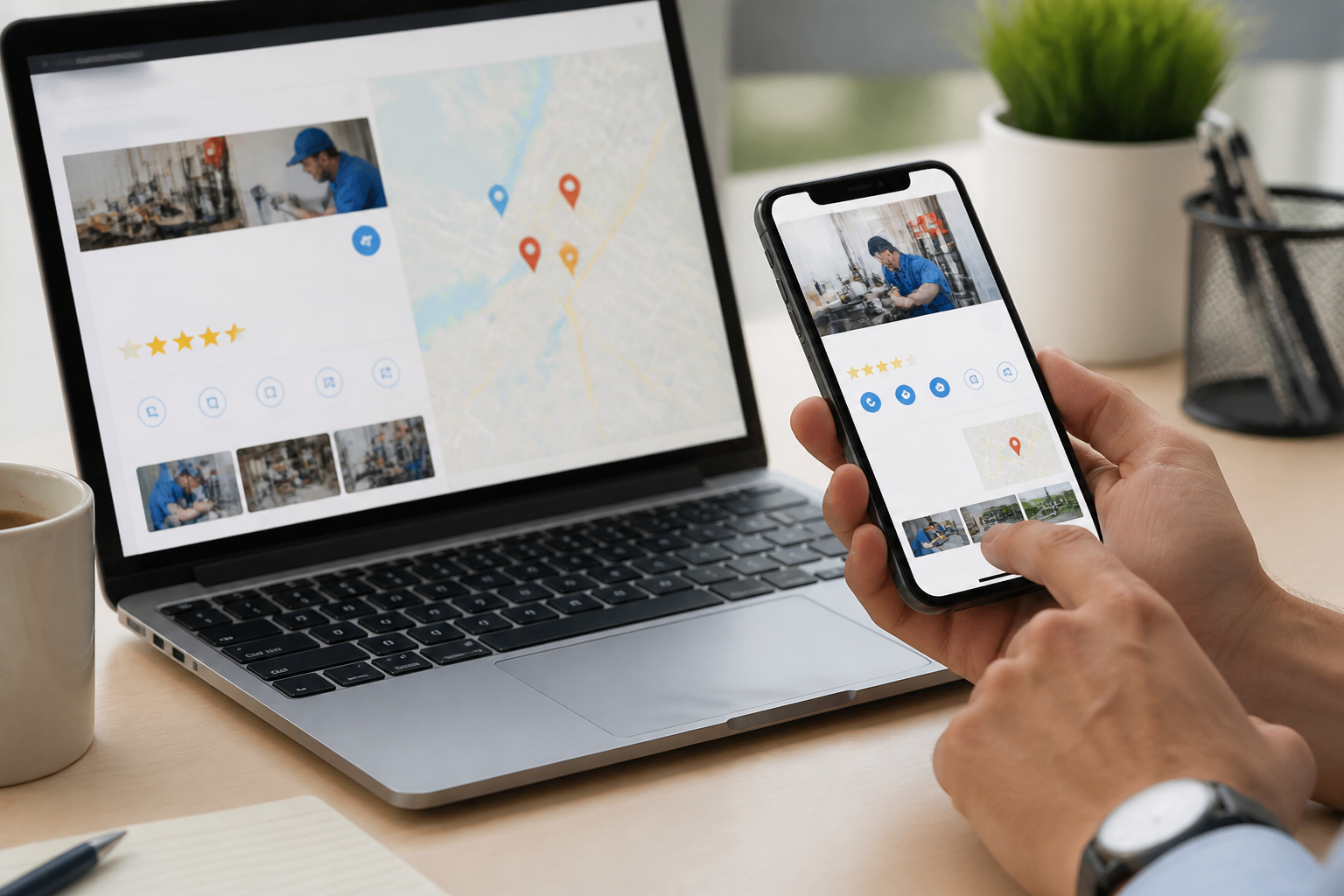 Otimizando seu Google Business Profile: Guia para Negócios de Serviço no EUA 2 Perfil de negócio otimizado no Google com avaliações
