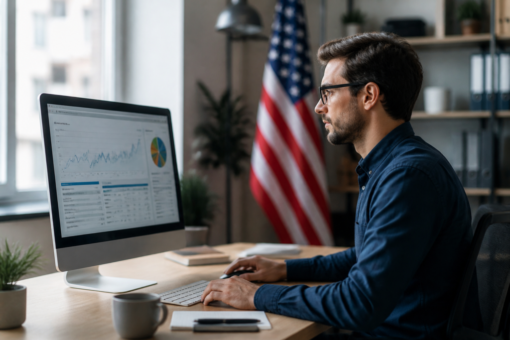 Por Que seu Negócio nos EUA Precisa de SEO Especializado Alem do LSA 7 Gráfico comparativo destacando SEO especializado versus LSA, com ícones de aumento de visibilidade e crescimento de negócios nos EUA.