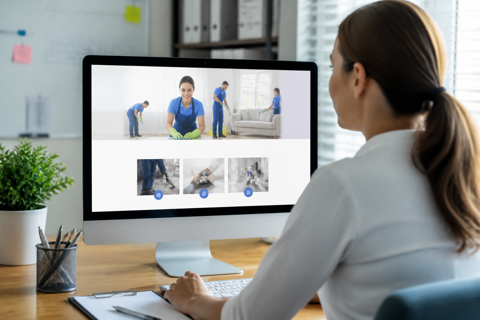 Como Conseguir Clientes de Limpeza nos EUA 2 como conseguir clientes de limpeza nos eua — computador exibindo um perfil de empresa de limpeza