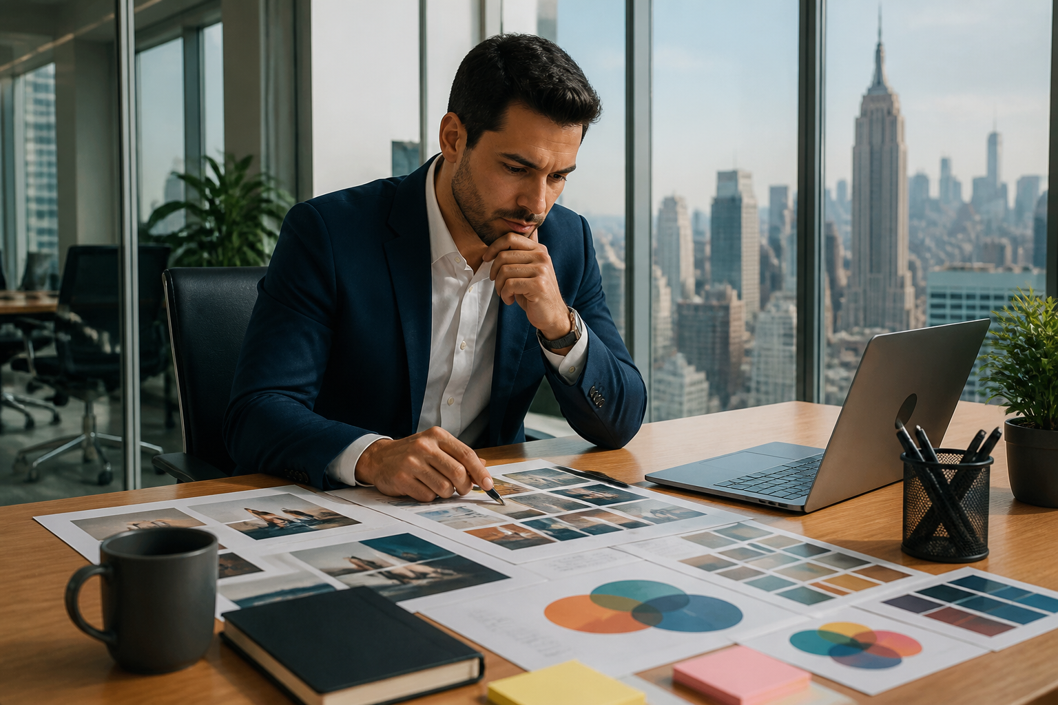 Branding Negócios Brasileiros EUA: Guia Completo 1 branding negócios brasileiros eua — Empresário brasileiro planejando estratégia de branding em escritório nos EUA