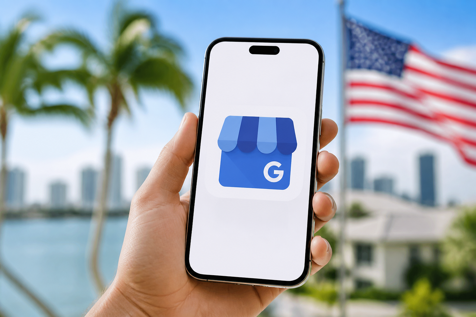 Marketing para Brasileiros na Flórida: Guia Completo 2 cleaning services — ícone do Google Business Profile em destaque em smartphone